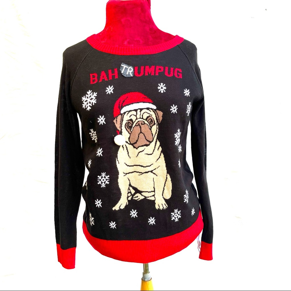 Custom Trump Pug Political Ugly Christmas Sweater One of a Kind